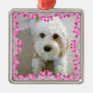 Customised Cavachon Photo Ornament, Customised Dog Metal Ornament