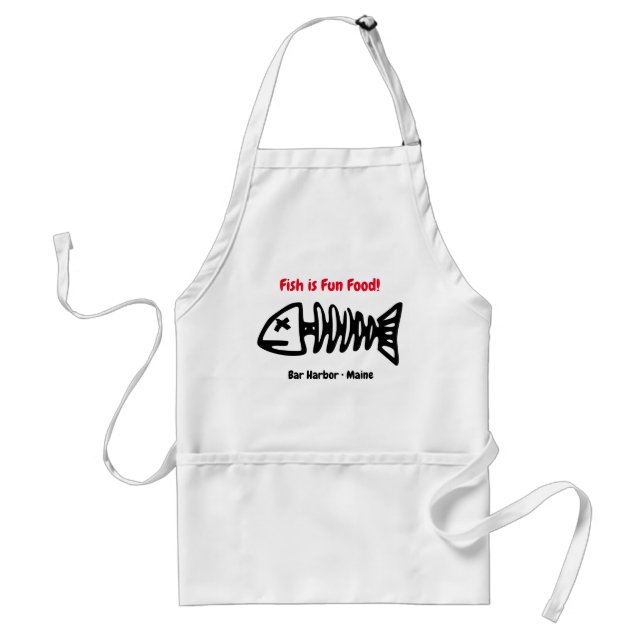 Customised Chef's Apron Fish Skeleton Graphic (Front)