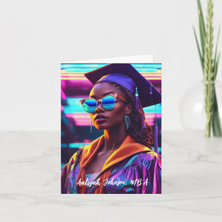 Customised Chic African-American Woman Graduation Card
