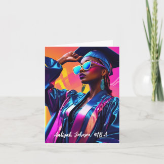 Customised Chic African-American Woman Graduation Card