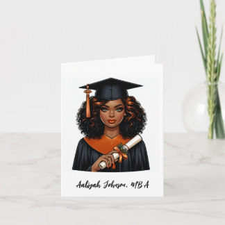 Customised Chic African-American Woman Graduation Card