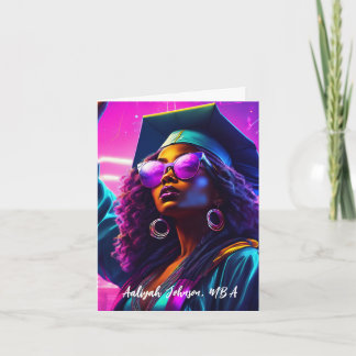 Customised Chic African-American Woman Graduation Card