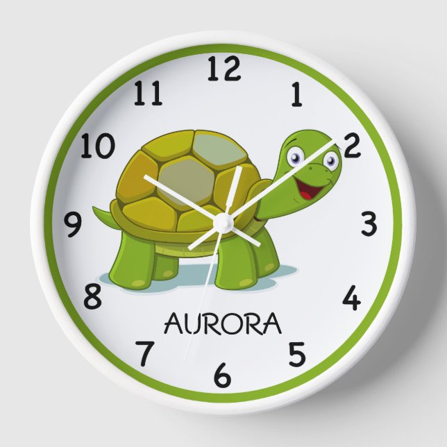 Customised Child's Cute Turtle Wall Clock (Front)