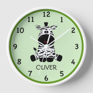 Customised Child's Cute Zebra Wall Clock