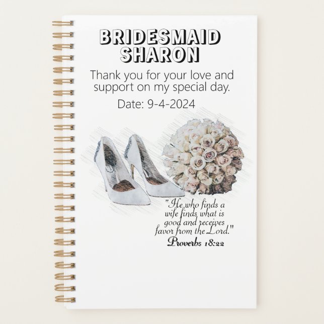 Customised Christian Faith Bridesmaid Gift  Planner (Front)