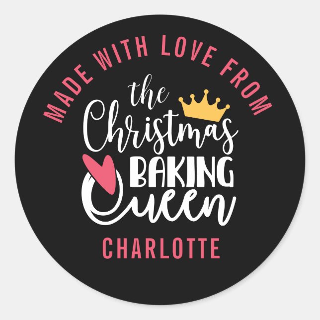 Customised Christmas Baking Queen  Classic Round Sticker (Front)