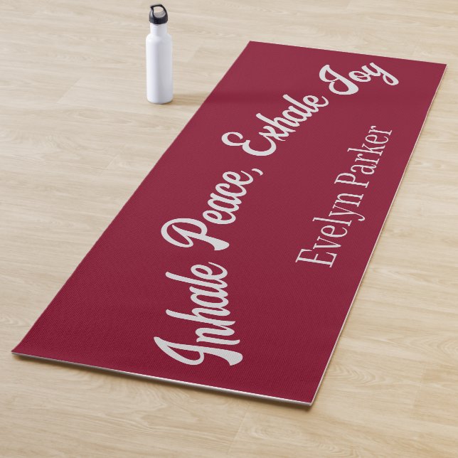 Customised Christmas Bugundy Silver Sparkle Script Yoga Mat (In Situ)