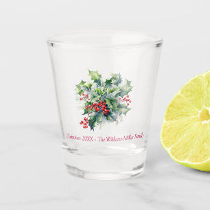 Customised Christmas Holly  Shot Glass