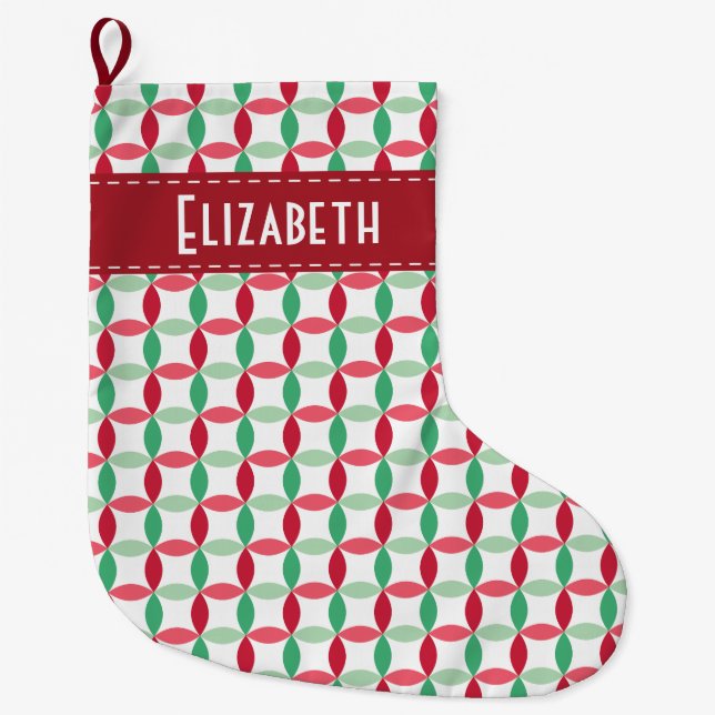 Customised Christmas Modern Pattern Large Christmas Stocking (Front)