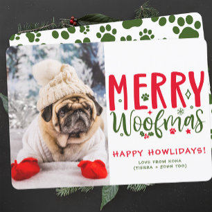Customised Christmas Puppy Picture Funny Dog Photo Holiday Card