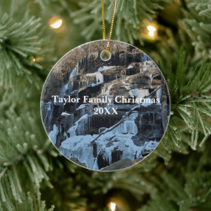 Customised Christmas Snow Waterfall Commemorative Ceramic Ornament