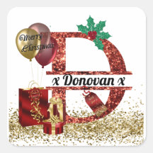 Customised Christmas Sticker, Gift Tag, Monogram D