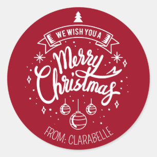 Customised Christmas Stickers (Simple Modern Red)