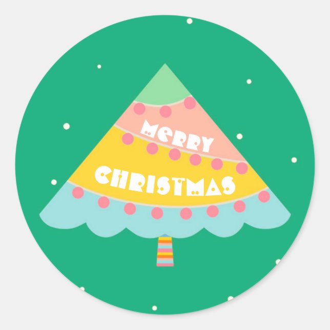 Customised Christmas Tree Classic Round Sticker (Front)