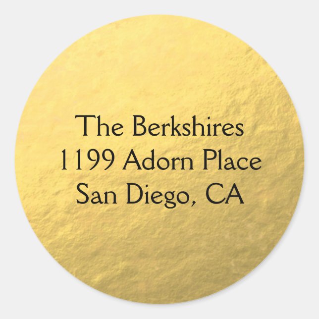 Customised Classic Round Sticker Gold Foil Look (Front)