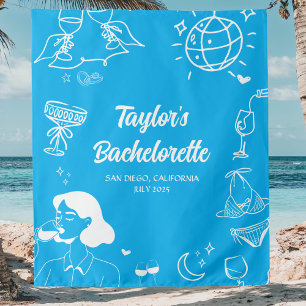 Customised Coastal Beach Bachelorette Party Decor Tapestry