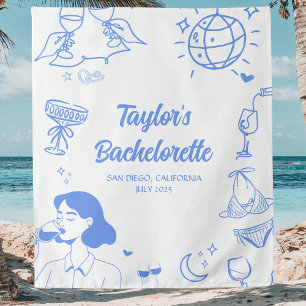 Customised Coastal Beach Bachelorette Party Decor Tapestry