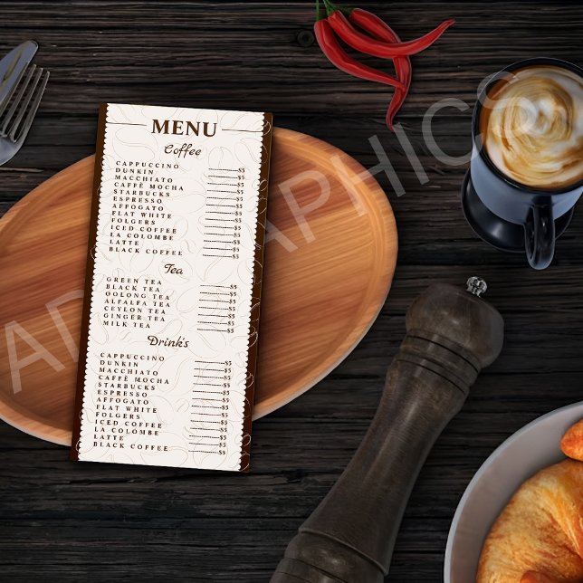 Customised Coffee, drinks and Tea Menu (Creator Uploaded)