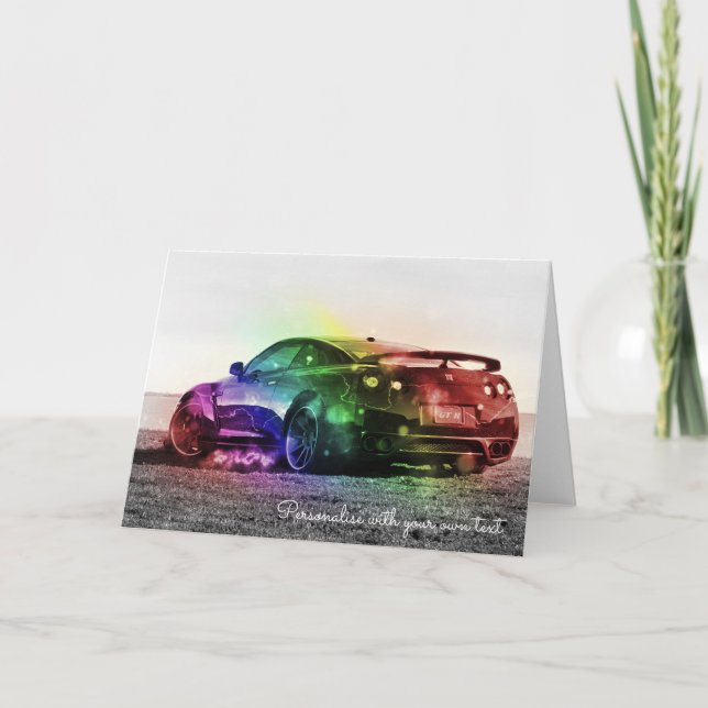 CUSTOMISED COLORFUL SPORTS CAR GREETING CARD (Front)