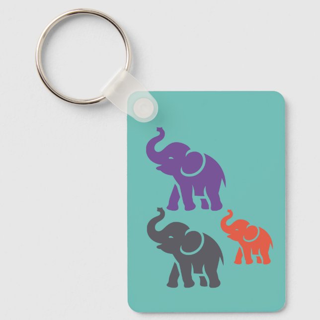 Customised COLOUR Elephant keychain Wildlife (Front)