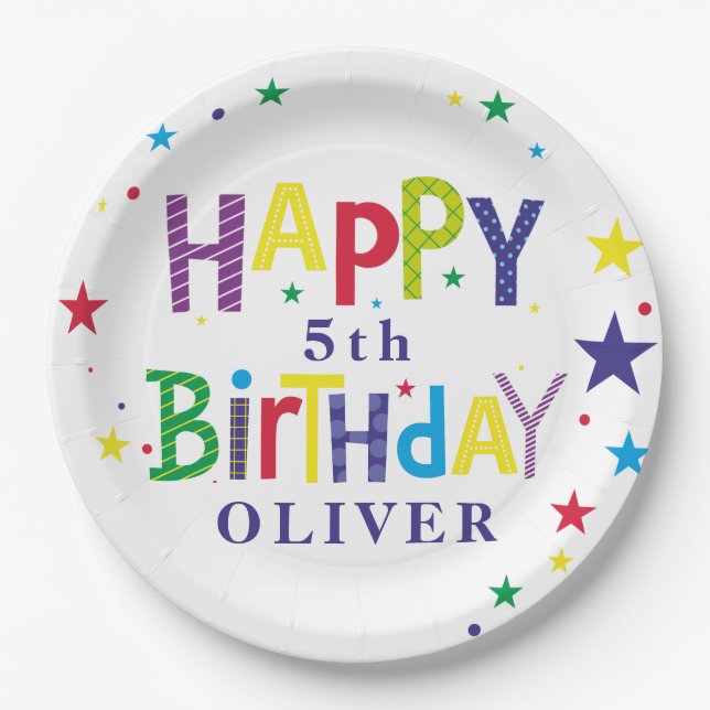 Customised Colourful Birthday Party Paper Plate (Front)