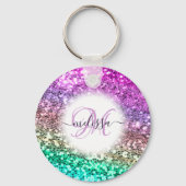 Customised Colourful Glitter Mermaid Monogram Name Key Ring (Front)