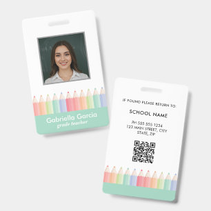 Customised Colourful QR Code School Teacher ID Badge