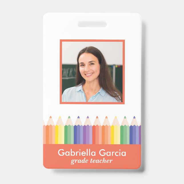 Customised Colourful School Teacher ID badge (Front)