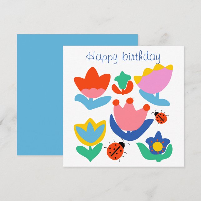 Customised colourful tulips with ladybugs (Front/Back)