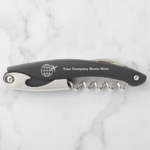 Customised company logo bottle opener corkscrew