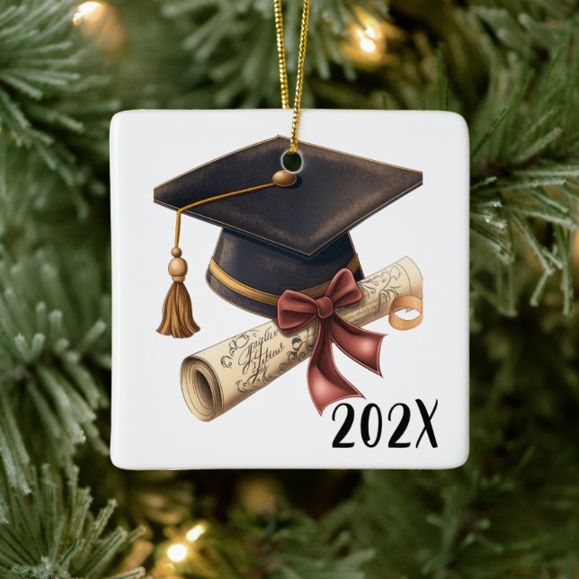 Customised Congrats Graduation Christmas  Ceramic Ornament (Tree)