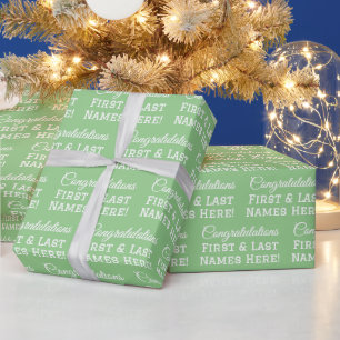 Customised Congratulations Name All Occasion Green Wrapping Paper