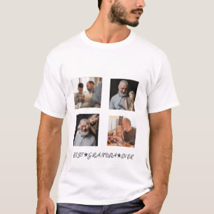 Customised Contemporary 4-Photo "Best Grandpa Ever T-Shirt