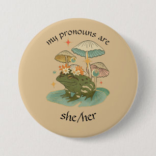 Customised Cottagecore frog pronoun  7.5 Cm Round Badge