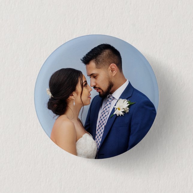 Customised Couple Wedding Photo  3 Cm Round Badge (Front)