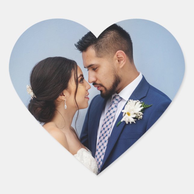 Customised Couple Wedding Photo Heart Sticker (Front)