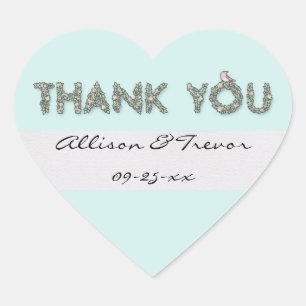 Customised Couples Thank You Floral Heart Sticker
