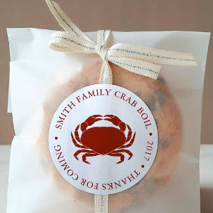 Customised Crab Boil Event White Classic Round Sticker