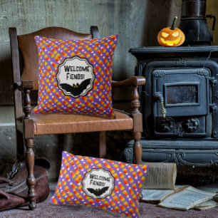 Customised Crazy Candy Corn Black Bat Cushion