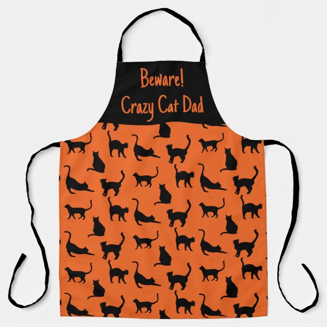 Customised Crazy Cat Dad Halloween  Apron (Front)