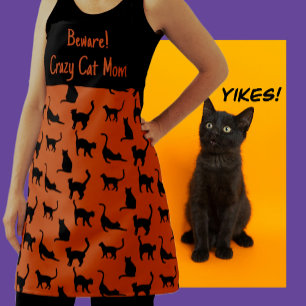 Customised Crazy Cat Mum Halloween Apron