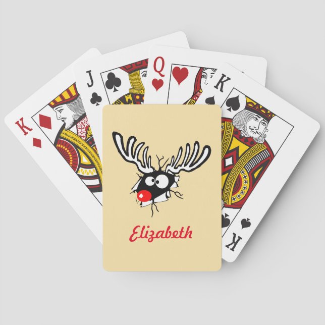 Customised Crazy Red Nosed Reindeer Playing Cards (Back)