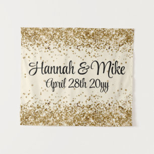 Customised Cream & Gold Wedding Photo Booth Prop  Tapestry