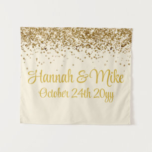 Customised Cream & Gold Wedding Photo Booth Prop Tapestry