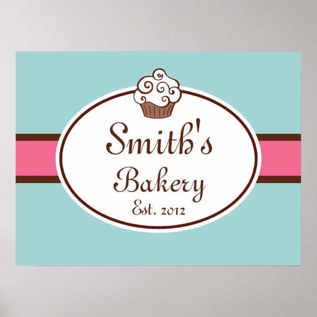 Customised Cupcake Bakery Sign Art  Print (Front)