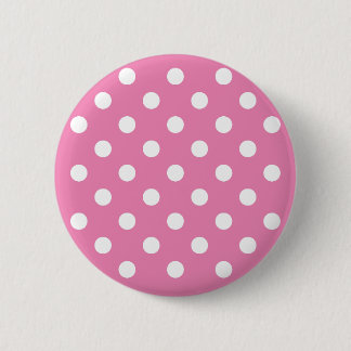 Customised cute baby pink polka dots 6 cm round badge