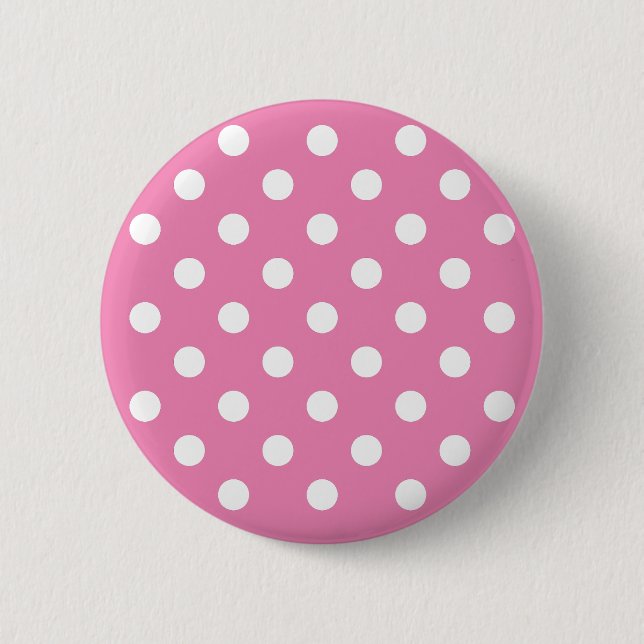 Customised cute baby pink polka dots  6 cm round badge (Front)
