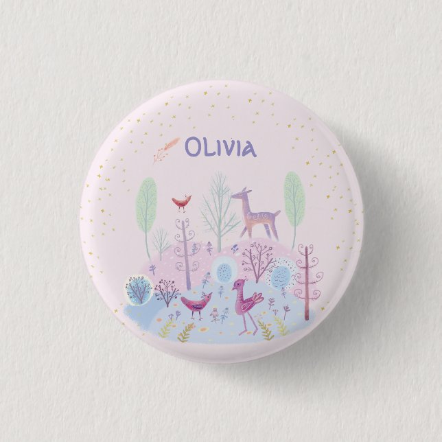 Customised cute floral  3 cm round badge (Front)