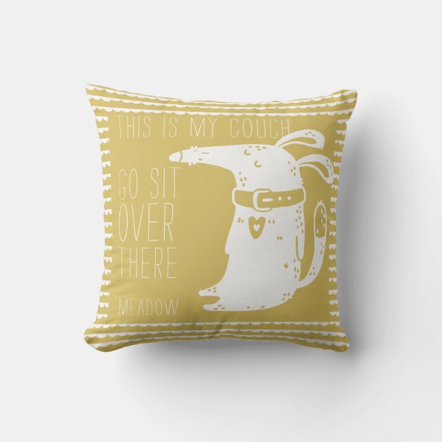 Customised Cute Funny Dog Gold Cushion (Front)