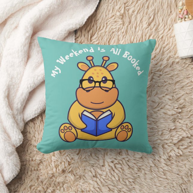 Customised Cute funny giraffe reading book  Cushion (Blanket)